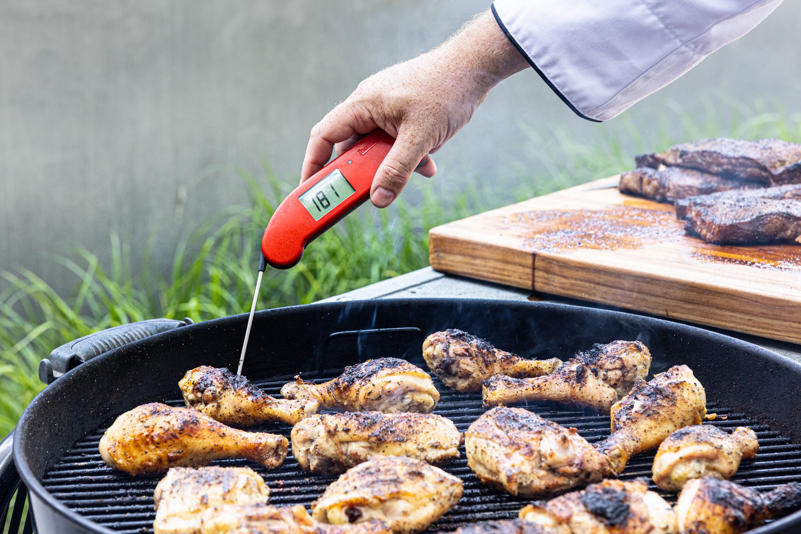 Temping grilling chicken