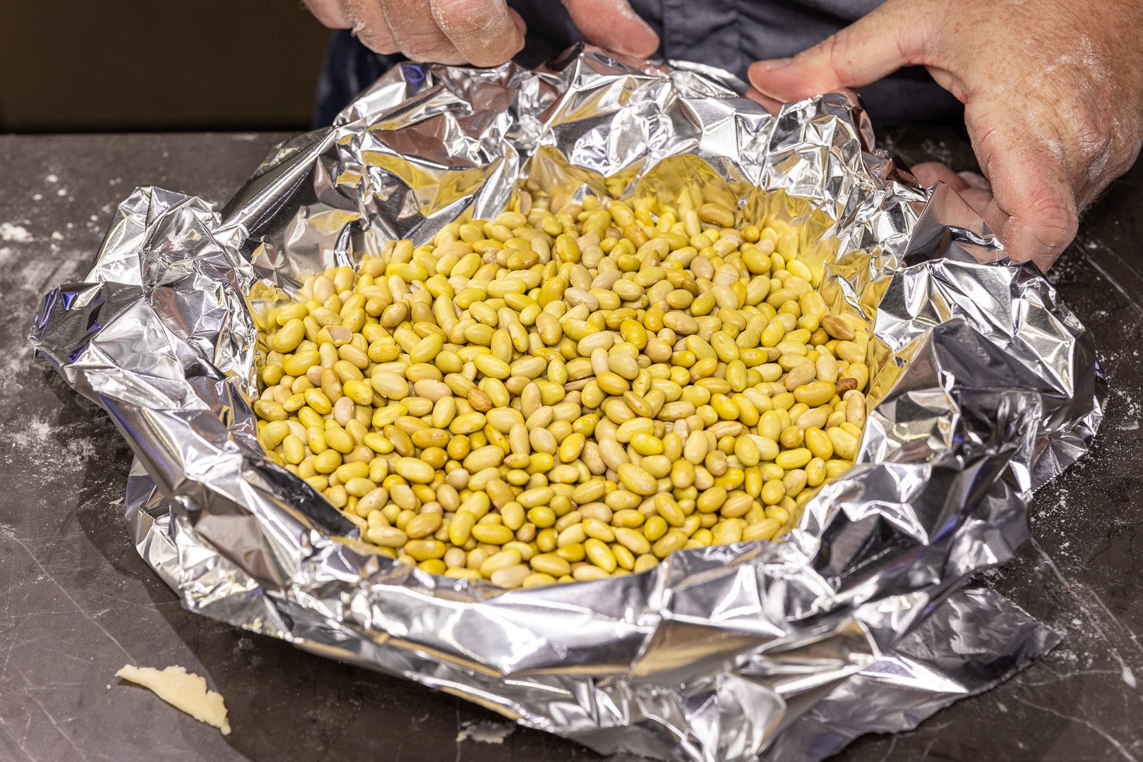 adding weights (beans) to the foil)