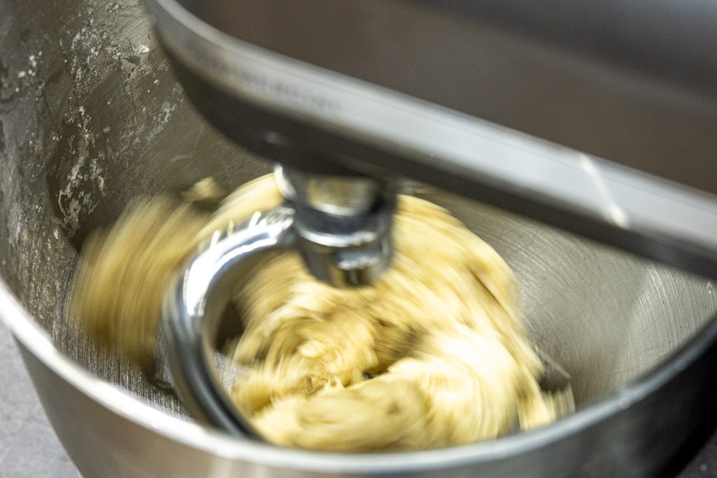Mixing challah dough