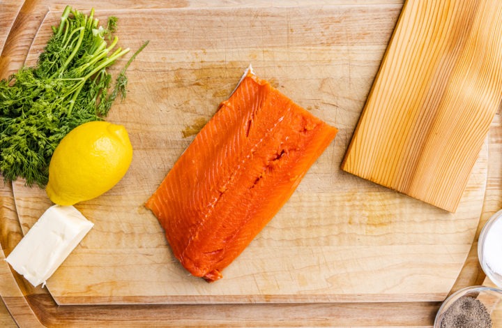 Ingredients for cedar planked salmon