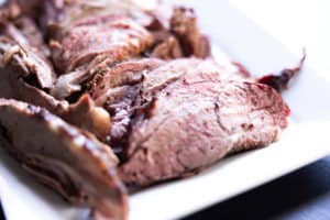 Sliced smoked leg of lamb