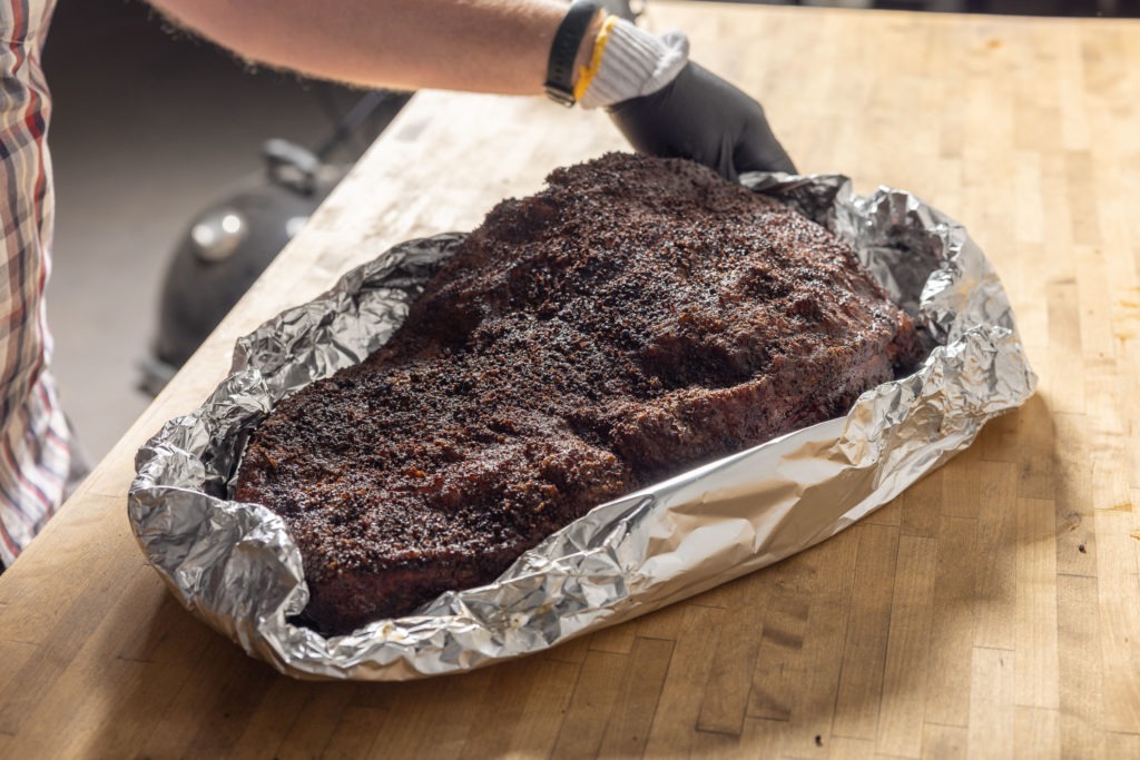 Brisket advice on Traeger. Looking to foil boat from 165 to 180 to build  bark and then wrap in butcher paper from 180 to 200, then wrap foil on top  of butcher