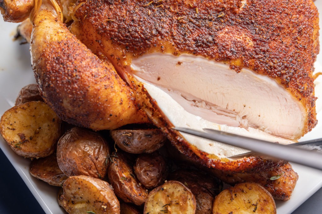 Delicious smoke-roasted chicken