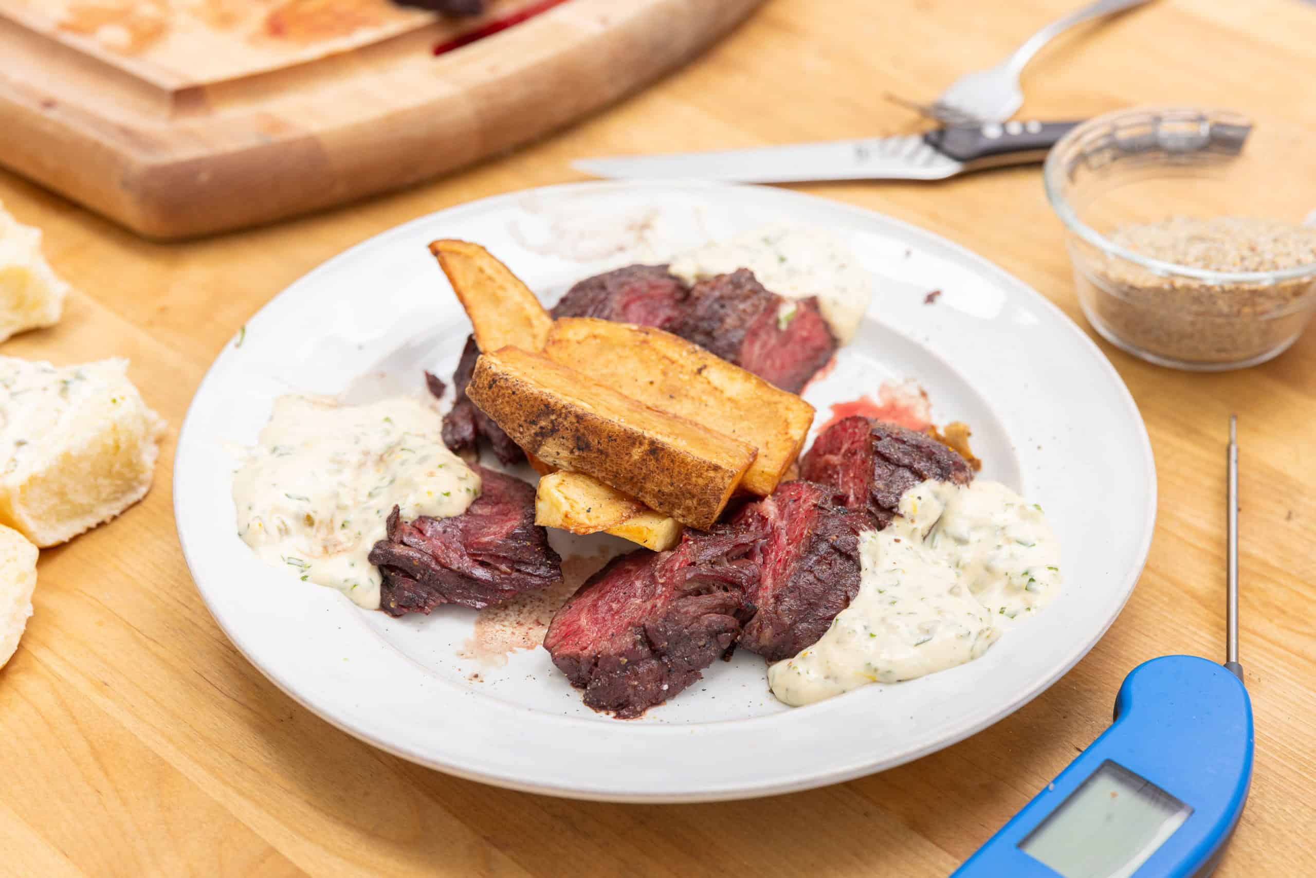 Hanger steak and fries