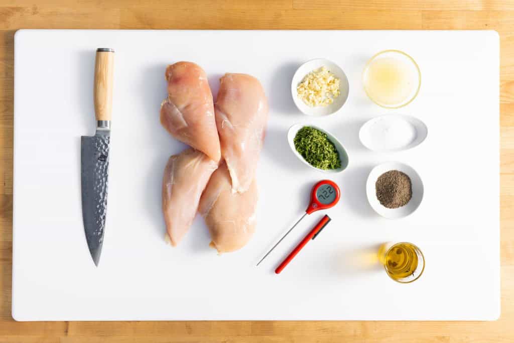 Ingredients for lemon grilled chicken breasts