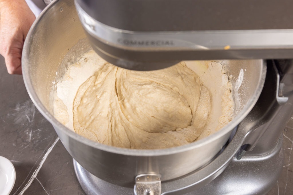 mixing the dough, early stages