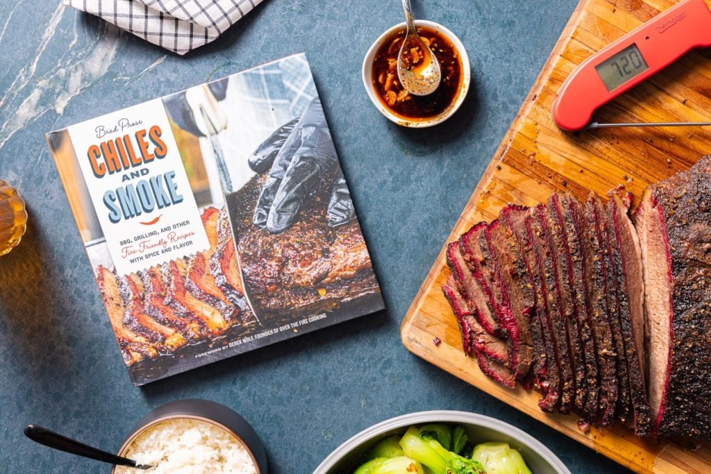 Chiles and Smoke book with brisket