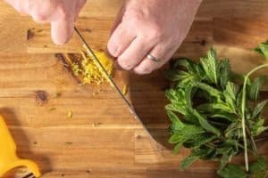 Chopping lemon zest