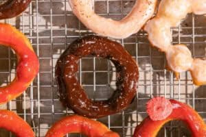 Mochi donuts with glazes