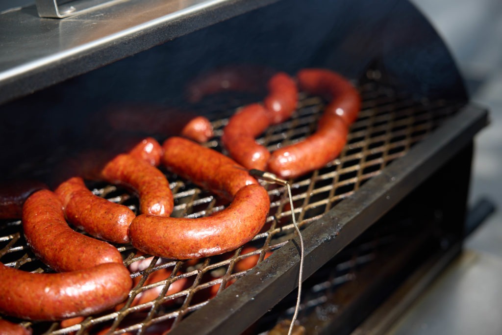Hot links on the smoker, cooked