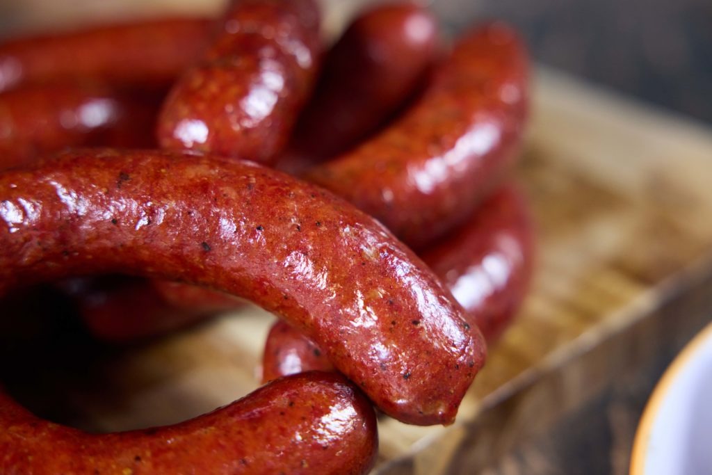 Close up of hot link sausages