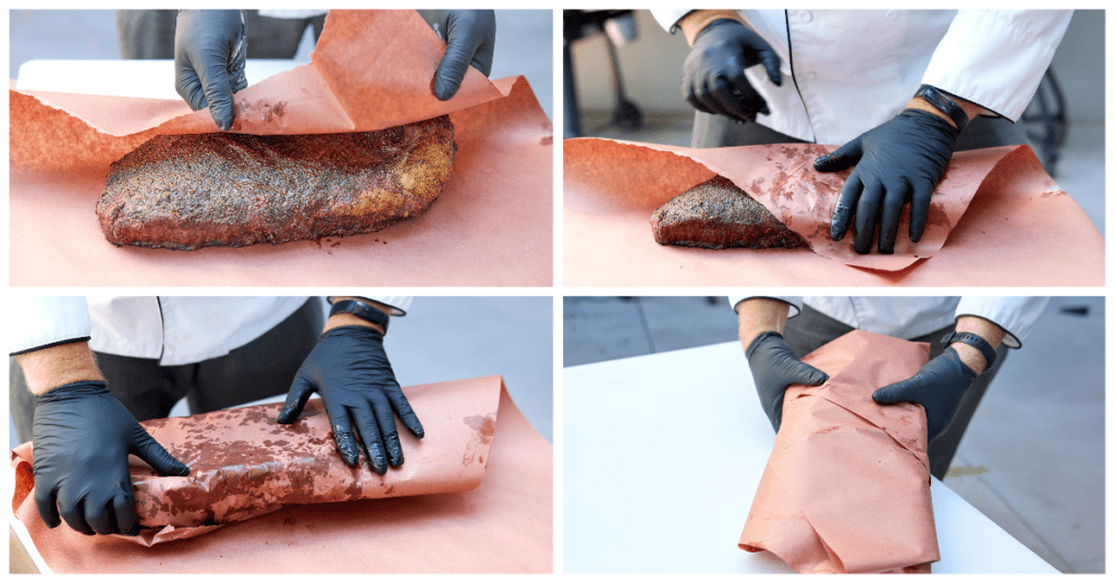 wrapping a partially-cooked brisket