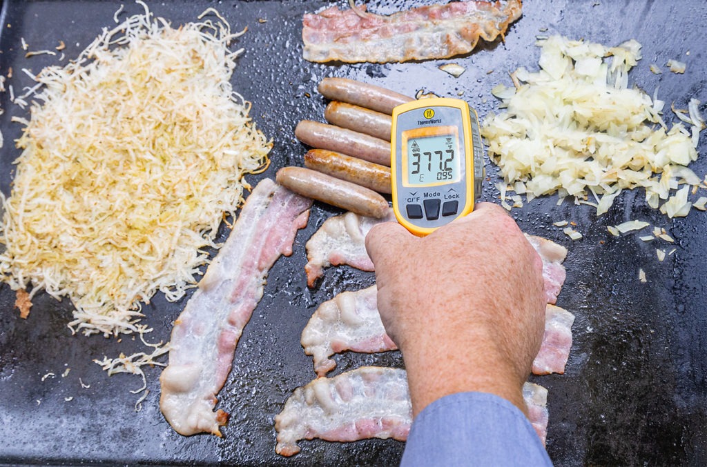 temping a griddle with an IR thermometer