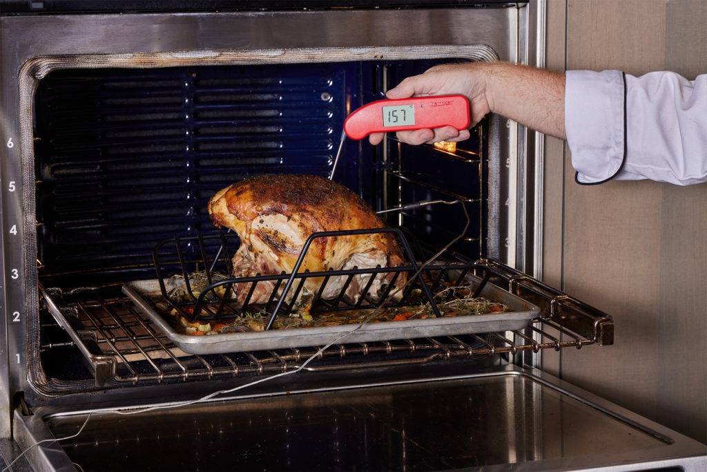 Temping a turkey breast in the oven