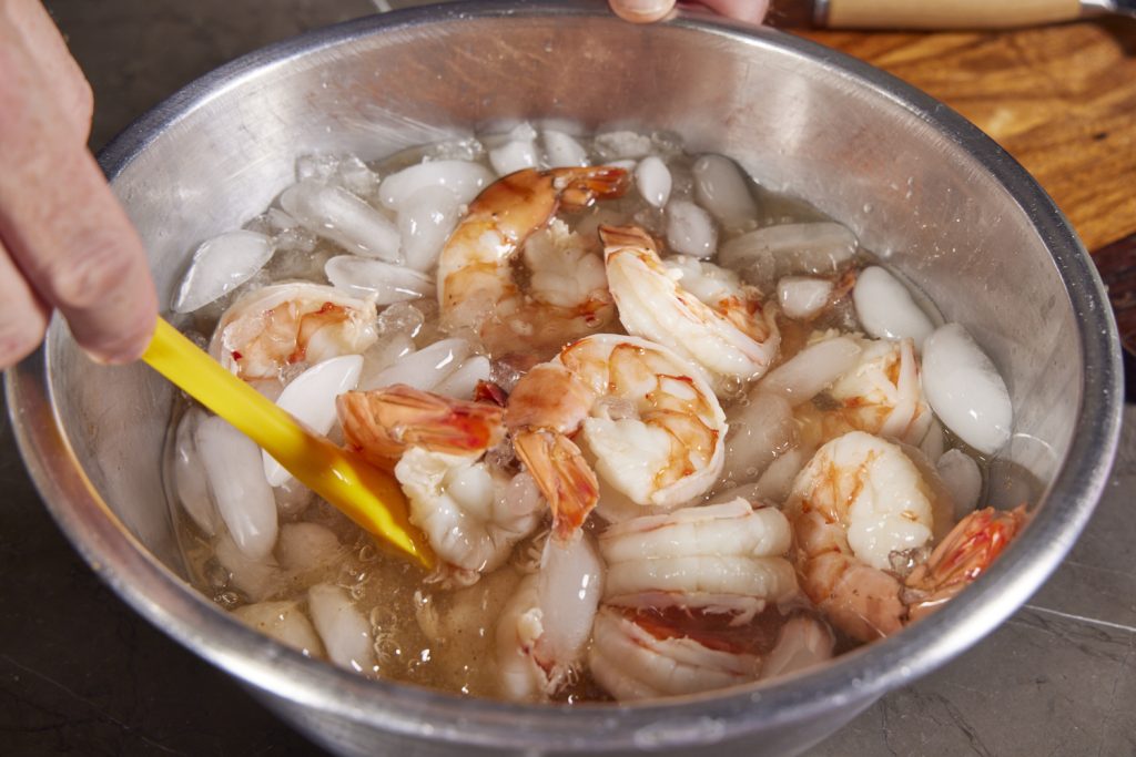 Chilling the shrimp