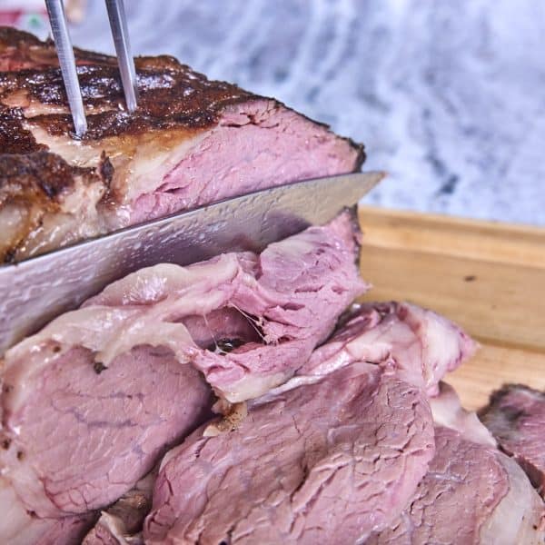 Sliced prime rib