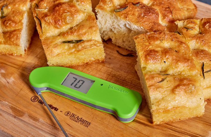 Focaccia with thermometer