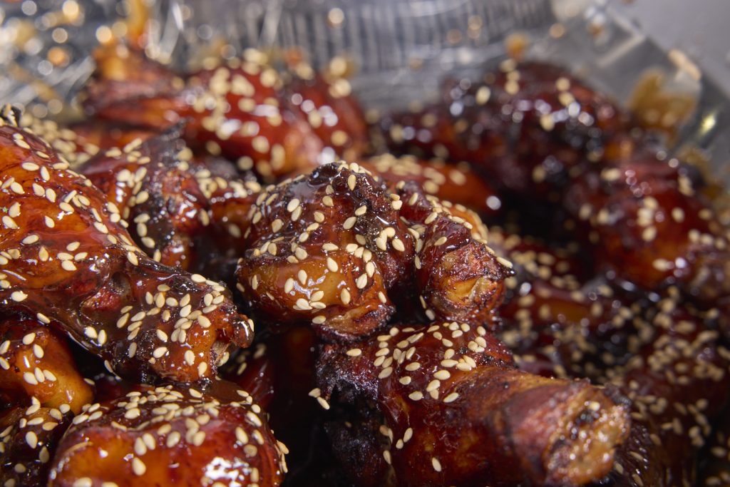 wings garnished with sesame