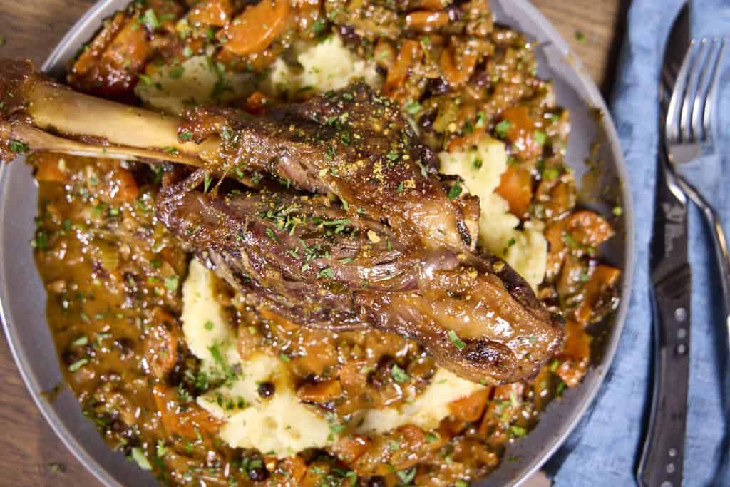 Braised lamb shanks