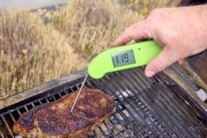 Temping the koji-aged steak