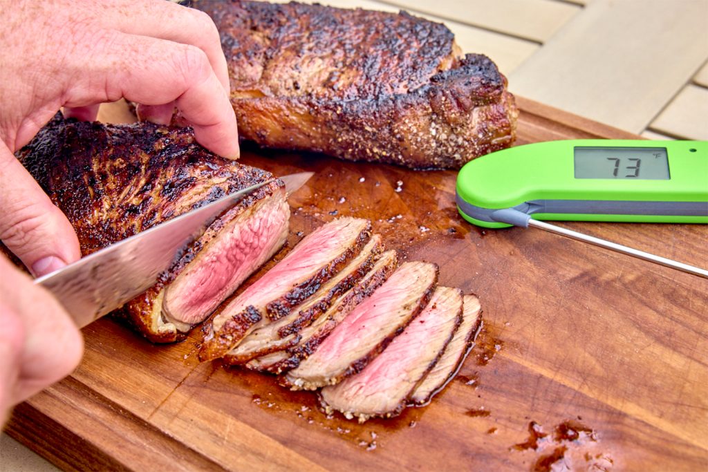 Slicing the steak