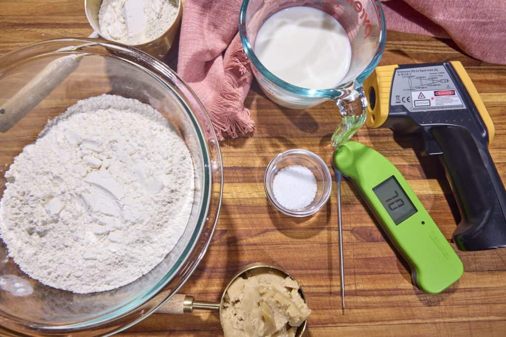 Ingredients for homemade flour tortillas