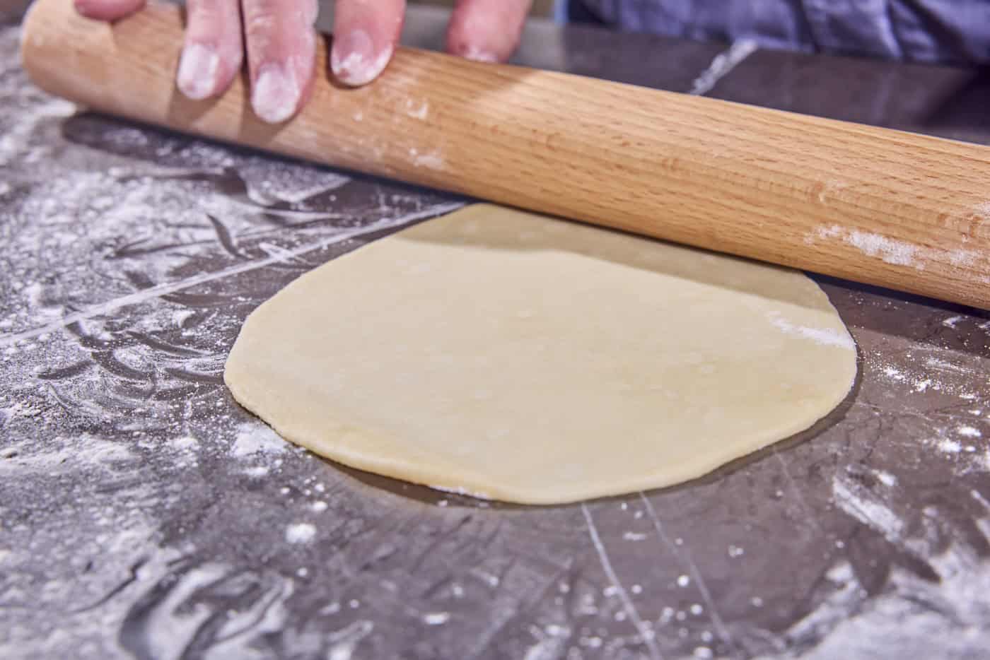 rolling out a tortilla