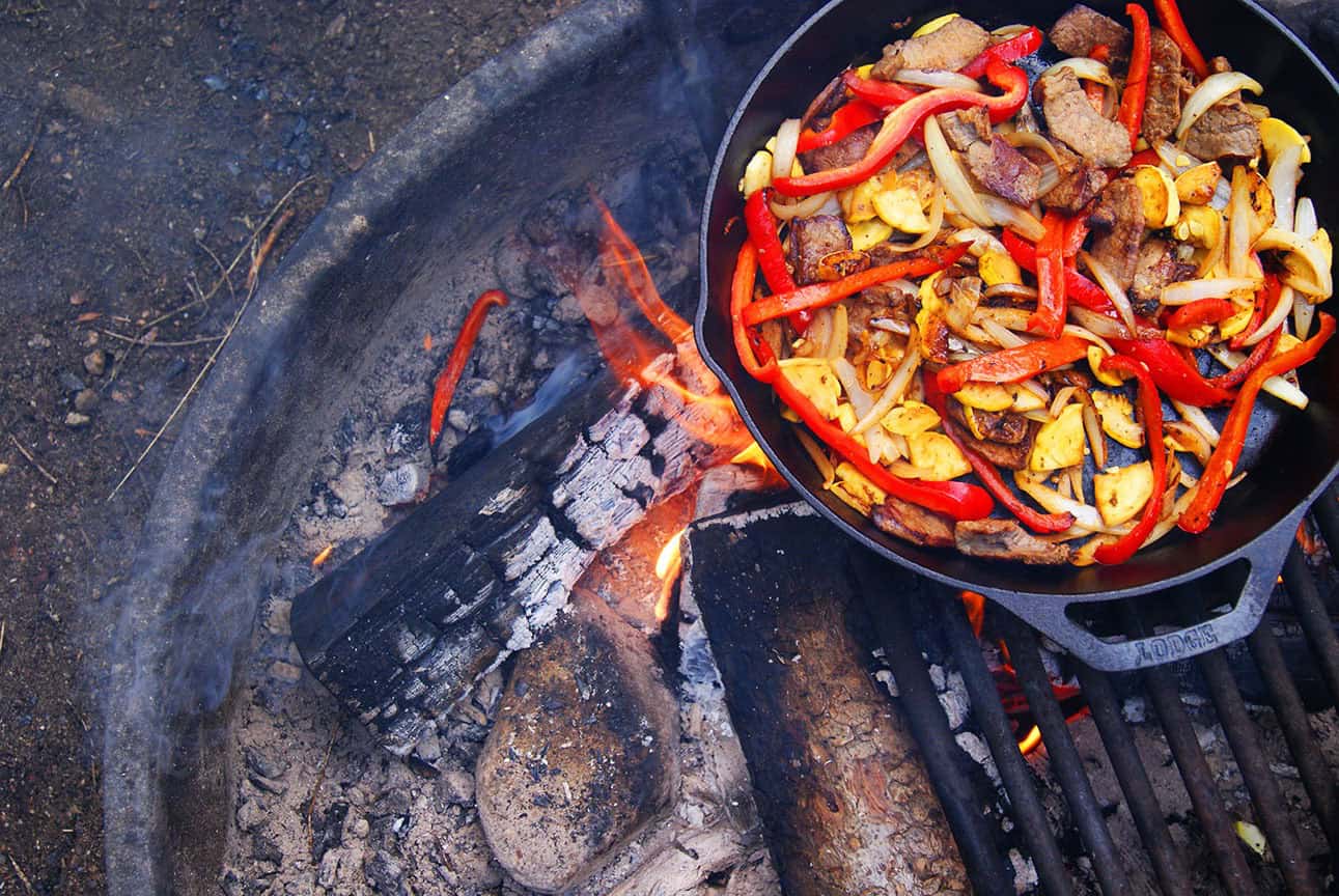 Cooking over a campfire