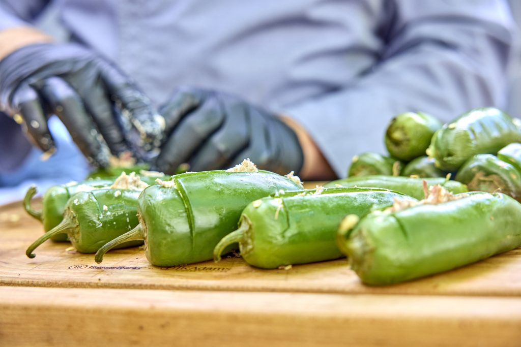 Stuffing the peppers