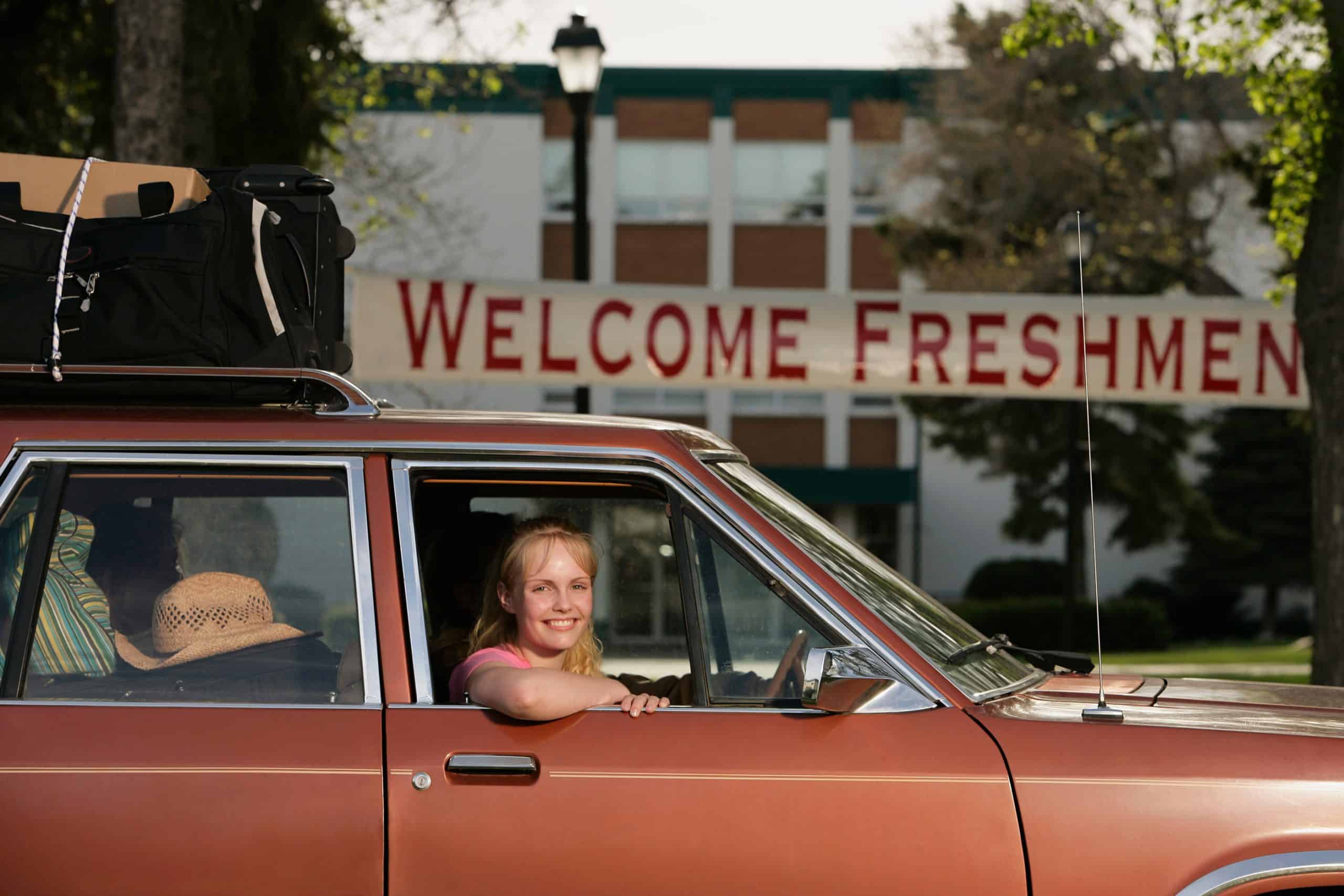 Student arriving at college