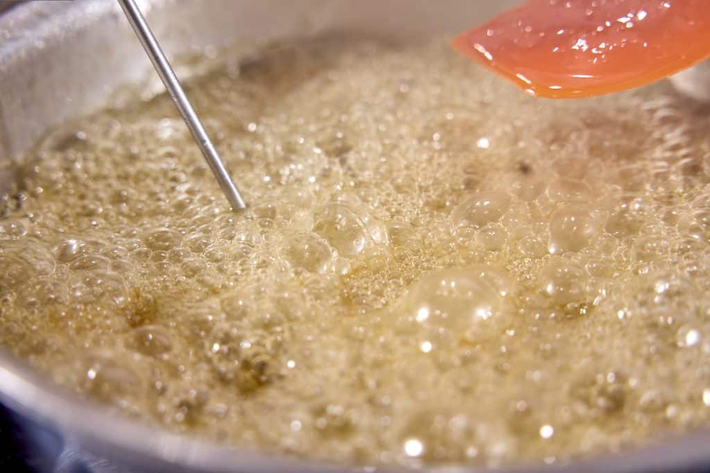 Temping boiling syrup