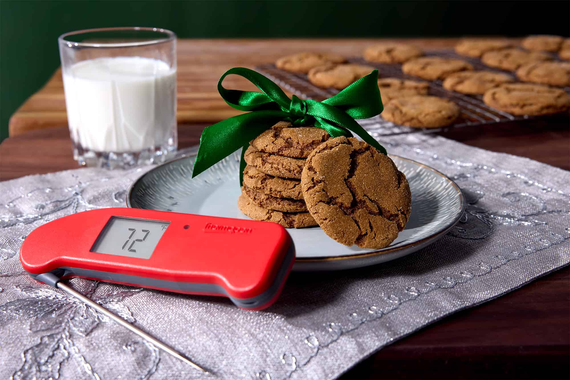 Cookies on a plate with a Thermapen ONE