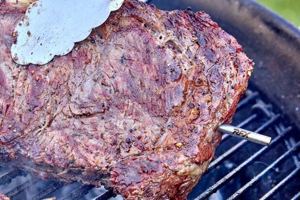 Steak with RFX in it over the grill